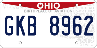 OH license plate GKB8962