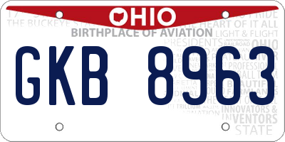 OH license plate GKB8963