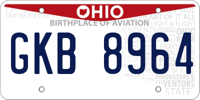OH license plate GKB8964