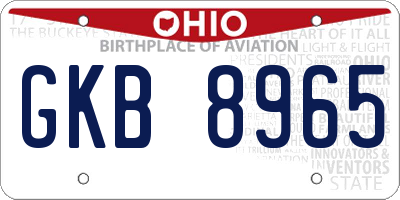 OH license plate GKB8965