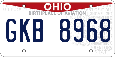 OH license plate GKB8968