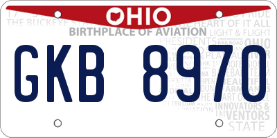 OH license plate GKB8970