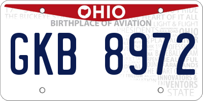 OH license plate GKB8972
