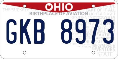 OH license plate GKB8973