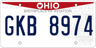 OH license plate GKB8974