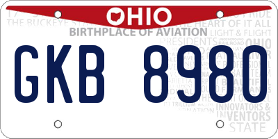 OH license plate GKB8980
