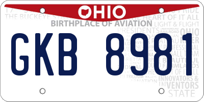 OH license plate GKB8981