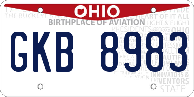 OH license plate GKB8983