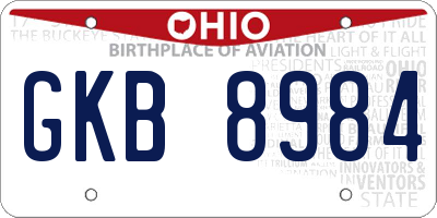 OH license plate GKB8984