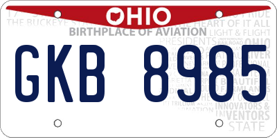 OH license plate GKB8985