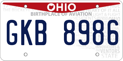 OH license plate GKB8986