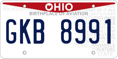 OH license plate GKB8991