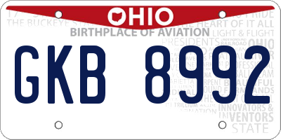 OH license plate GKB8992