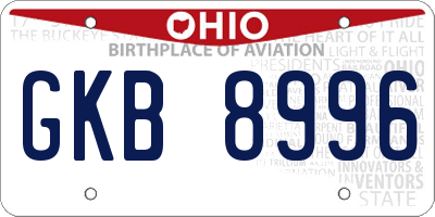 OH license plate GKB8996