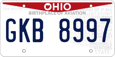 OH license plate GKB8997