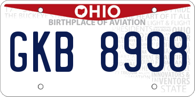 OH license plate GKB8998