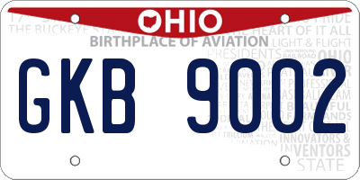 OH license plate GKB9002