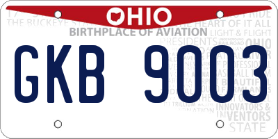 OH license plate GKB9003