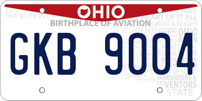 OH license plate GKB9004