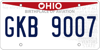 OH license plate GKB9007