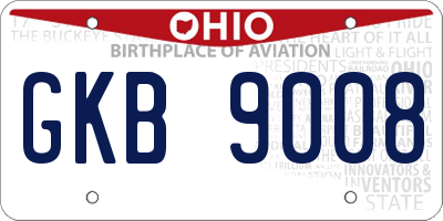 OH license plate GKB9008