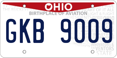 OH license plate GKB9009