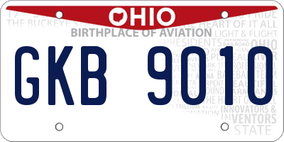OH license plate GKB9010