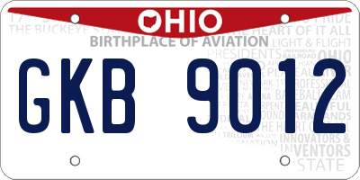 OH license plate GKB9012