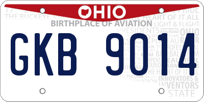 OH license plate GKB9014