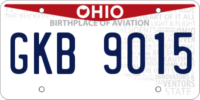 OH license plate GKB9015