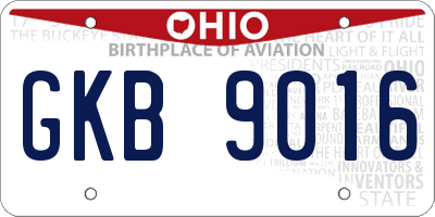 OH license plate GKB9016