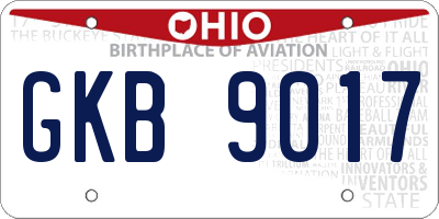 OH license plate GKB9017