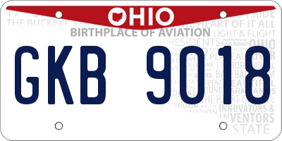 OH license plate GKB9018