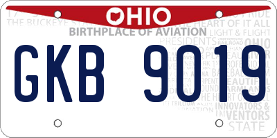 OH license plate GKB9019