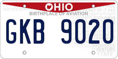 OH license plate GKB9020