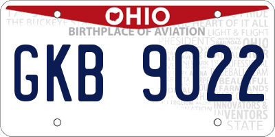 OH license plate GKB9022