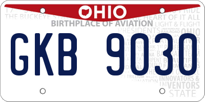 OH license plate GKB9030