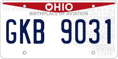 OH license plate GKB9031