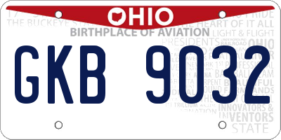 OH license plate GKB9032
