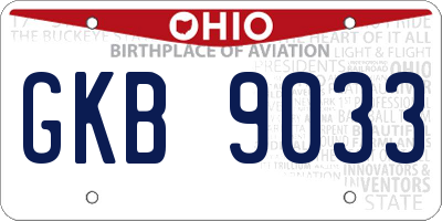 OH license plate GKB9033