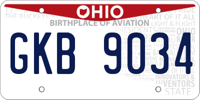 OH license plate GKB9034