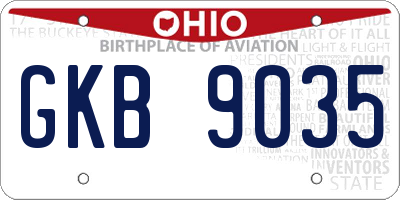 OH license plate GKB9035