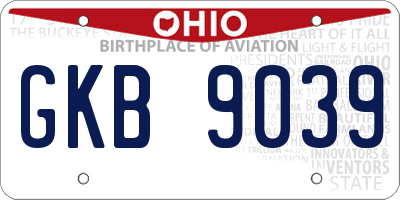 OH license plate GKB9039