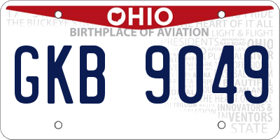 OH license plate GKB9049