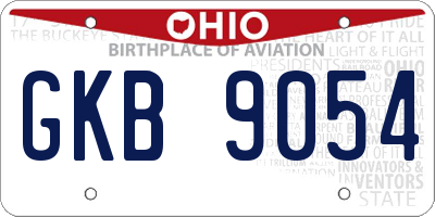 OH license plate GKB9054