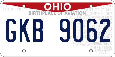 OH license plate GKB9062