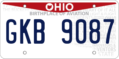 OH license plate GKB9087