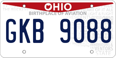 OH license plate GKB9088