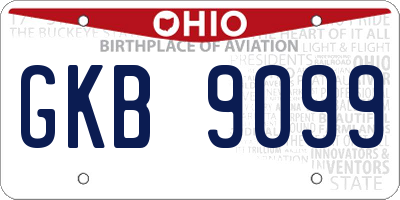 OH license plate GKB9099