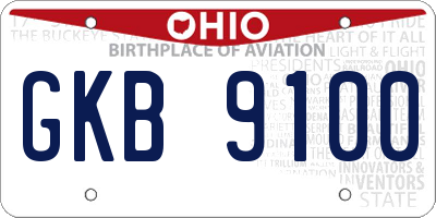 OH license plate GKB9100